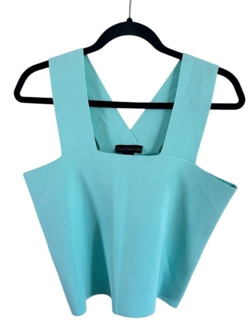 House of Harlow 1960 Aqua Teal Crossback Sleeveless Tank Top Sz Large Cropped